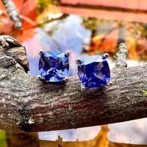 New 6mm Sterling Silver Tanzanite Stud Earrings, December Birthstone